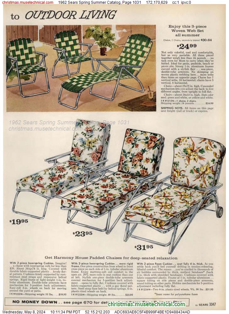 1962 Sears Spring Summer Catalog, Page 1031