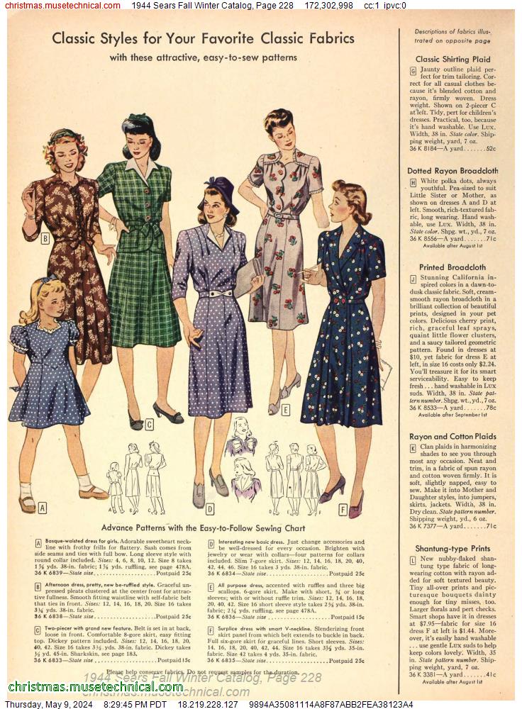 1944 Sears Fall Winter Catalog, Page 228