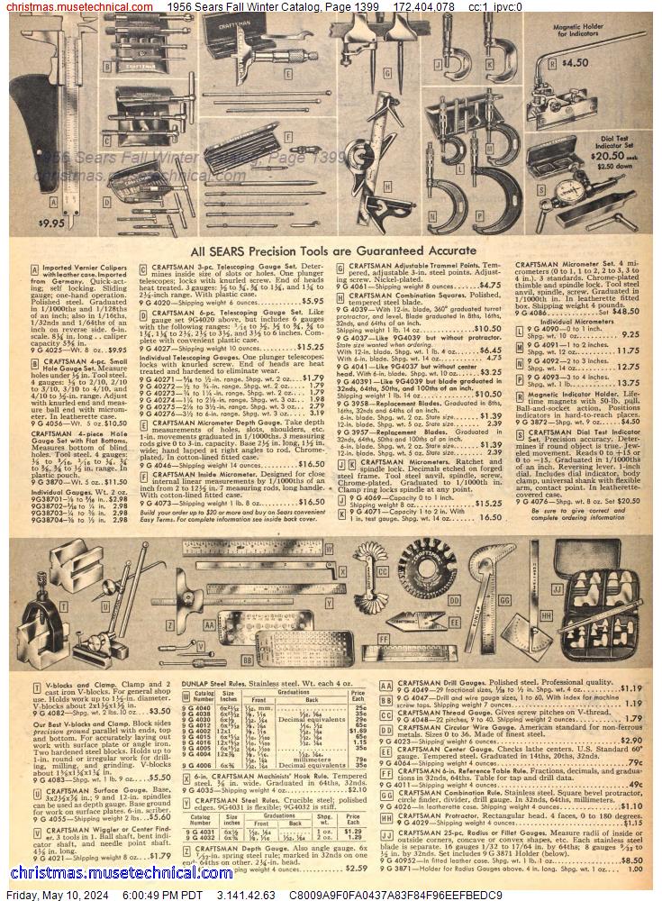1956 Sears Fall Winter Catalog, Page 1399