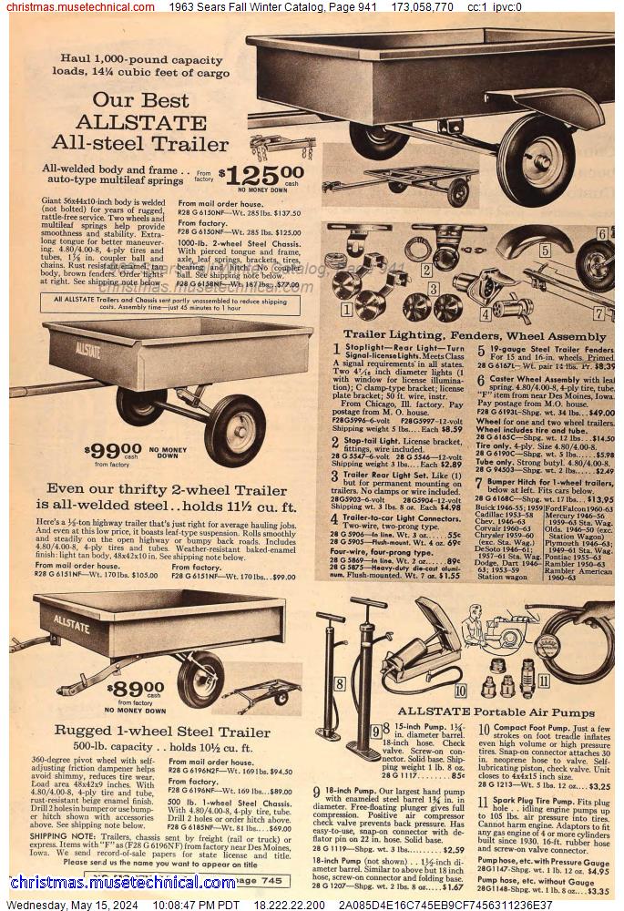 1963 Sears Fall Winter Catalog, Page 941