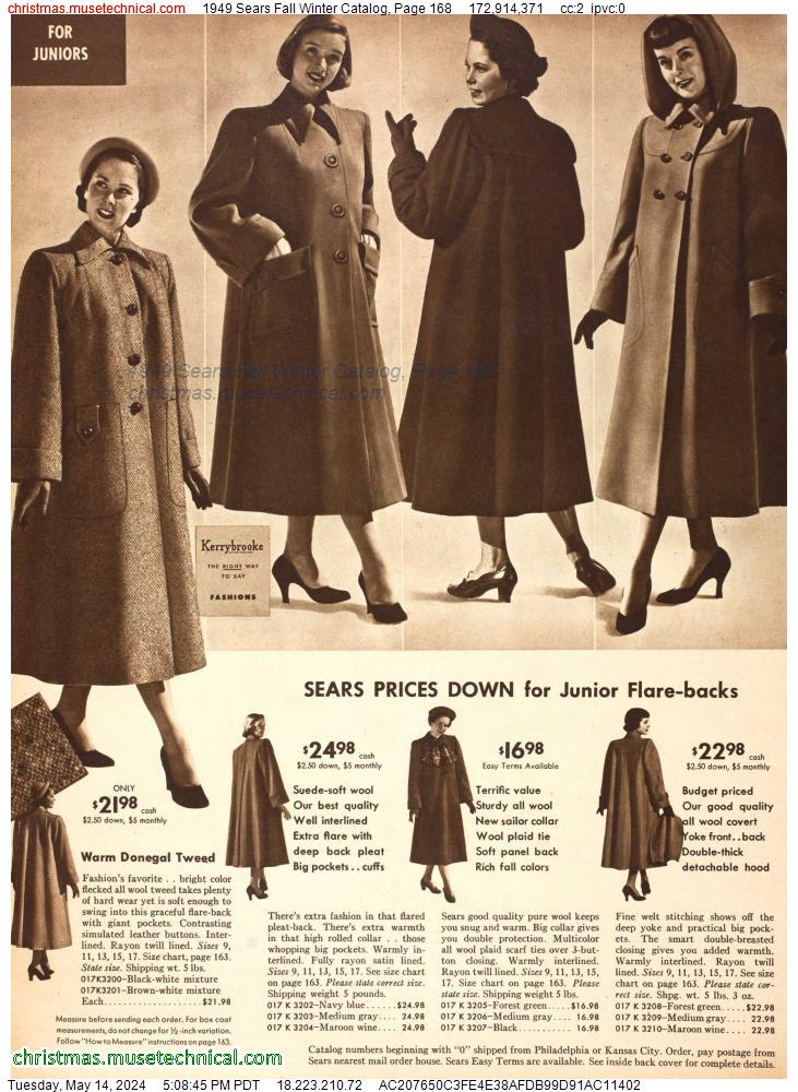 1949 Sears Fall Winter Catalog, Page 168
