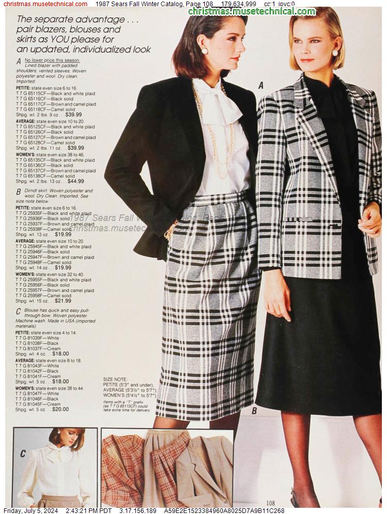 1987 Sears Fall Winter Catalog, Page 108