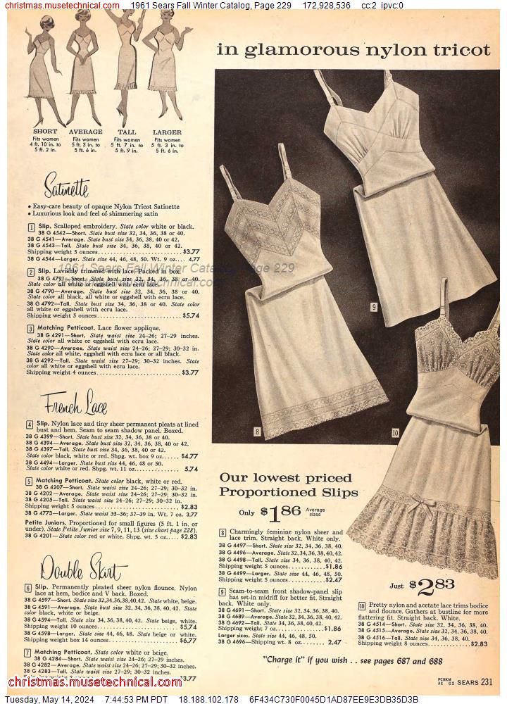 1961 Sears Fall Winter Catalog, Page 229