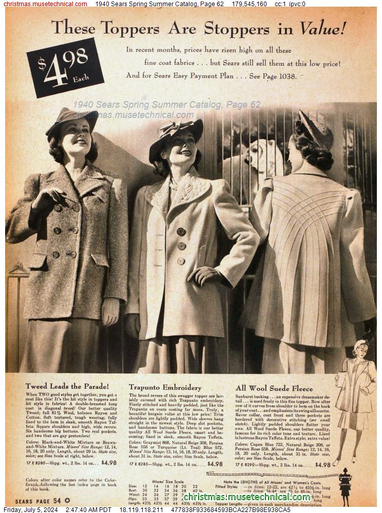 1940 Sears Spring Summer Catalog, Page 62