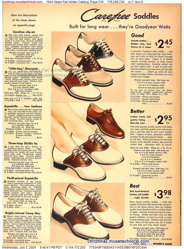 1942 Sears Fall Winter Catalog, Page 219