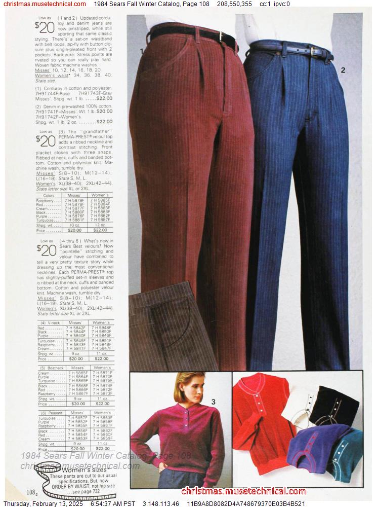 1984 Sears Fall Winter Catalog, Page 108