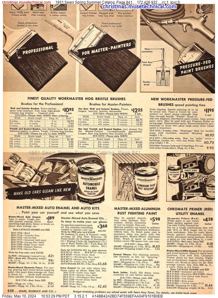 1951 Sears Spring Summer Catalog, Page 841