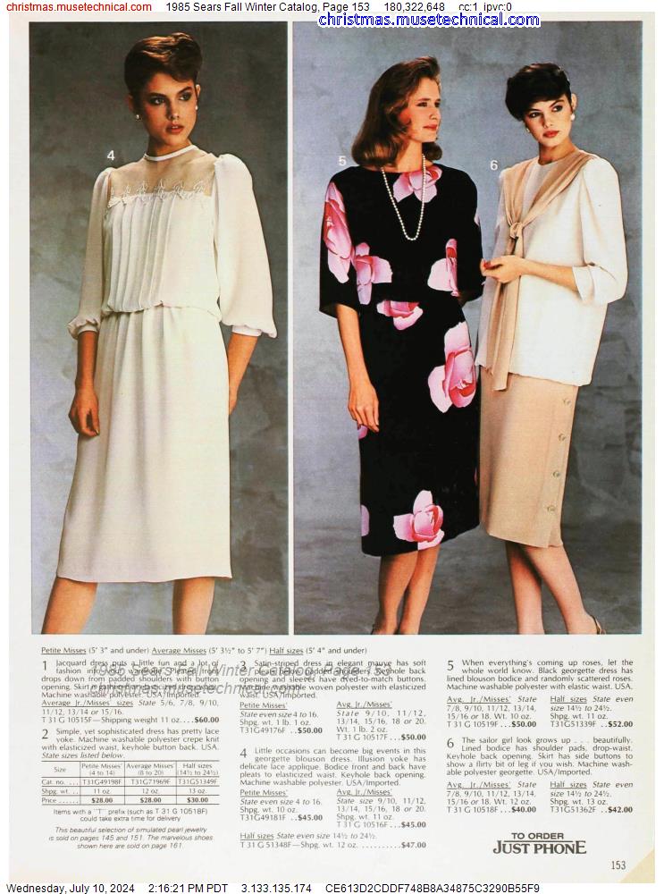 1985 Sears Fall Winter Catalog, Page 153
