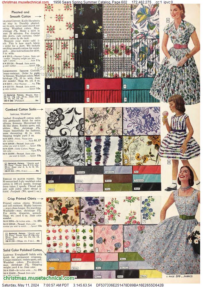 1956 Sears Spring Summer Catalog, Page 602