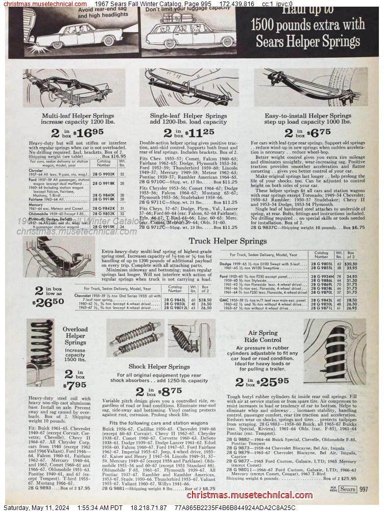 1967 Sears Fall Winter Catalog, Page 995