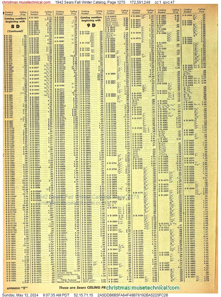 1942 Sears Fall Winter Catalog, Page 1275