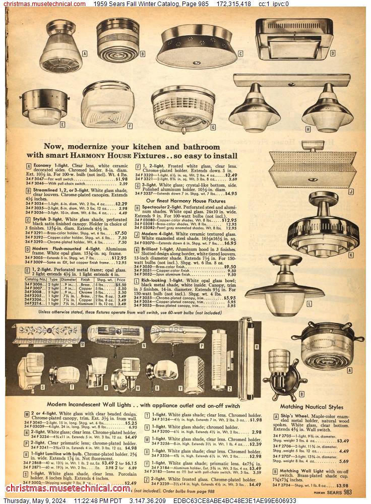 1959 Sears Fall Winter Catalog, Page 985