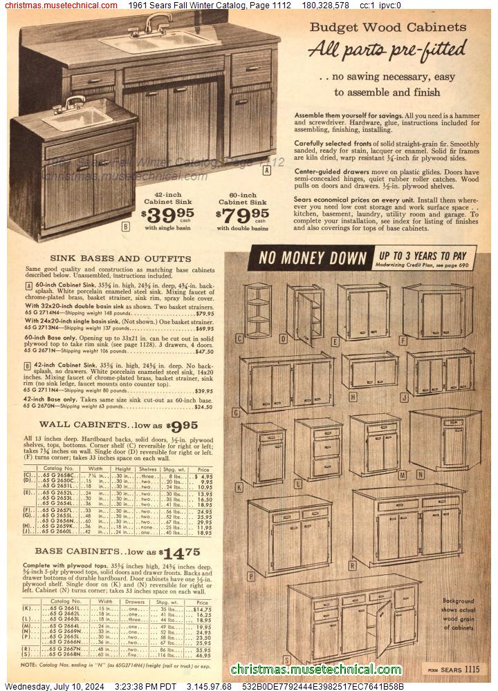 1961 Sears Fall Winter Catalog, Page 1112