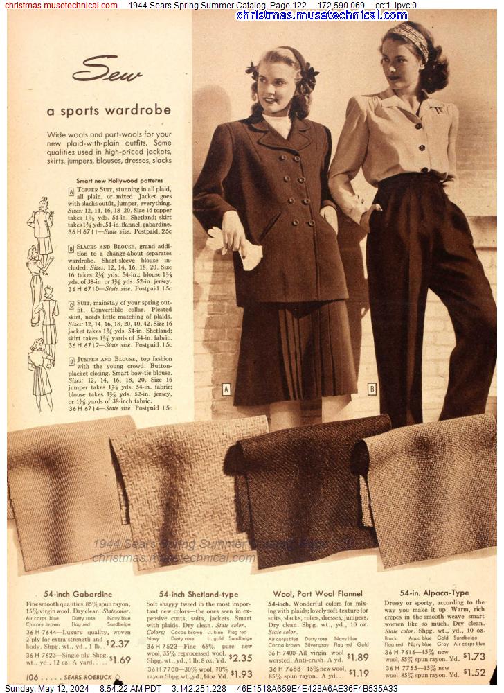 1944 Sears Spring Summer Catalog, Page 122