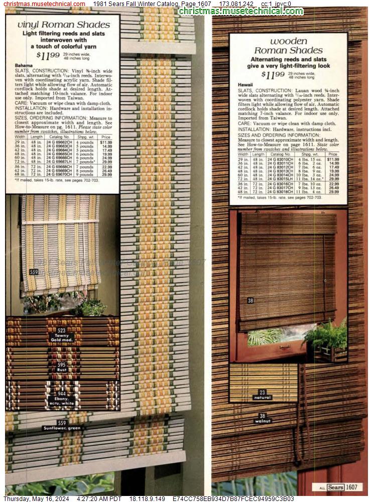 1981 Sears Fall Winter Catalog, Page 1607