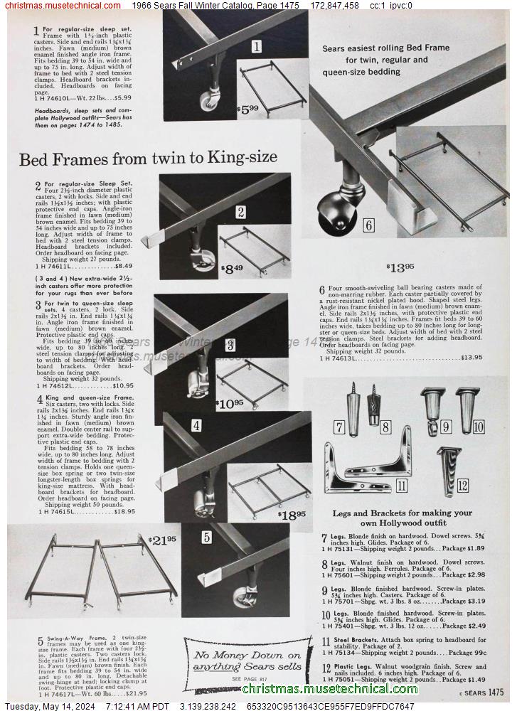 1966 Sears Fall Winter Catalog, Page 1475