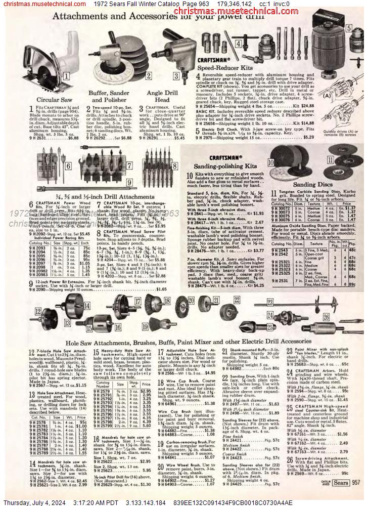1972 Sears Fall Winter Catalog, Page 963