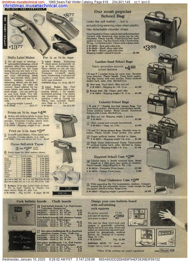 1968 Sears Fall Winter Catalog, Page 619