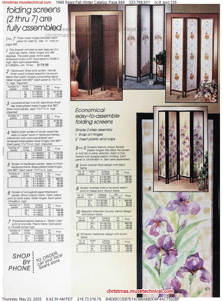 1988 Sears Fall Winter Catalog, Page 889