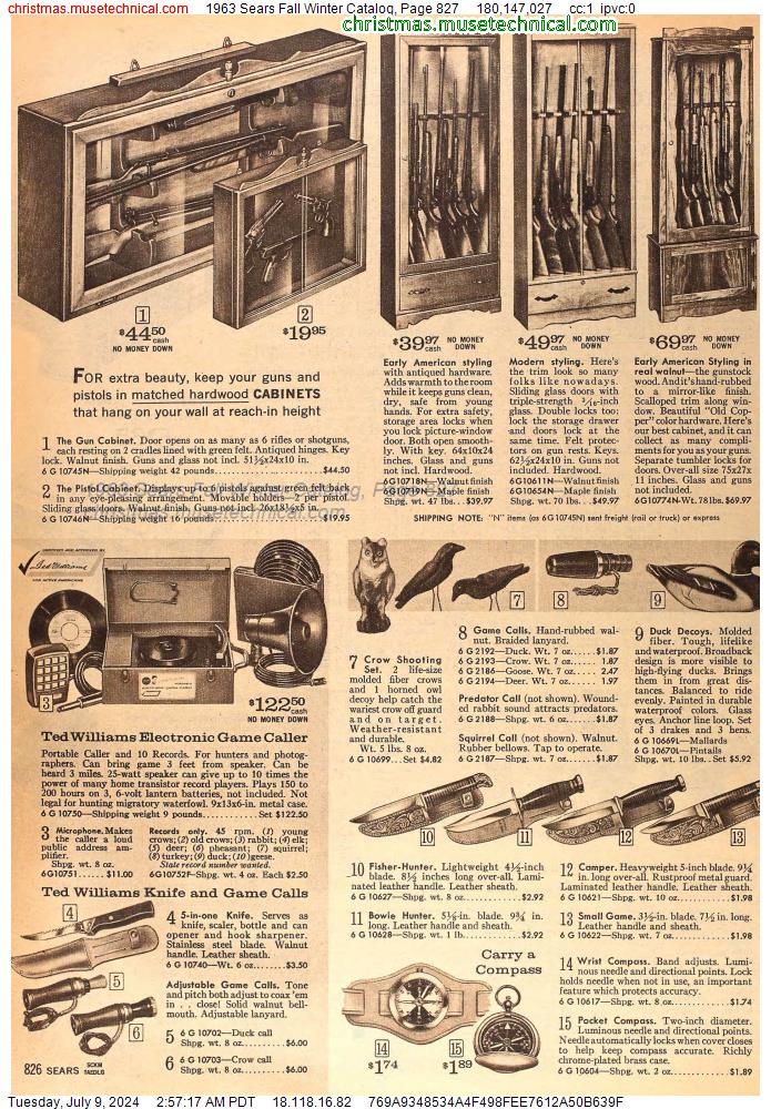 1963 Sears Fall Winter Catalog, Page 827