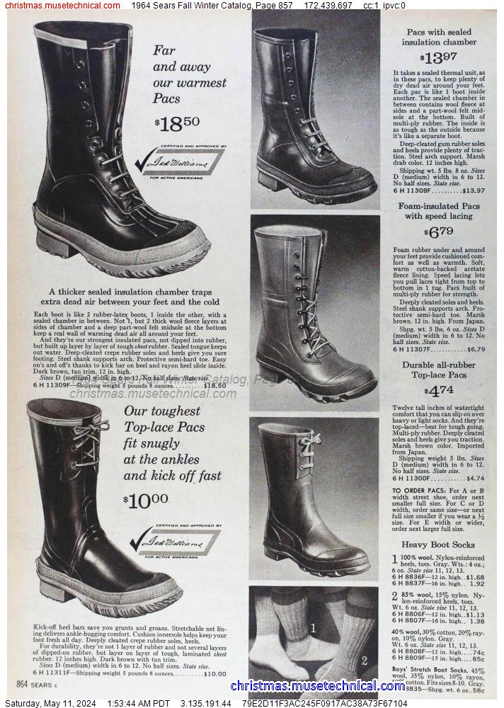 1964 Sears Fall Winter Catalog, Page 857