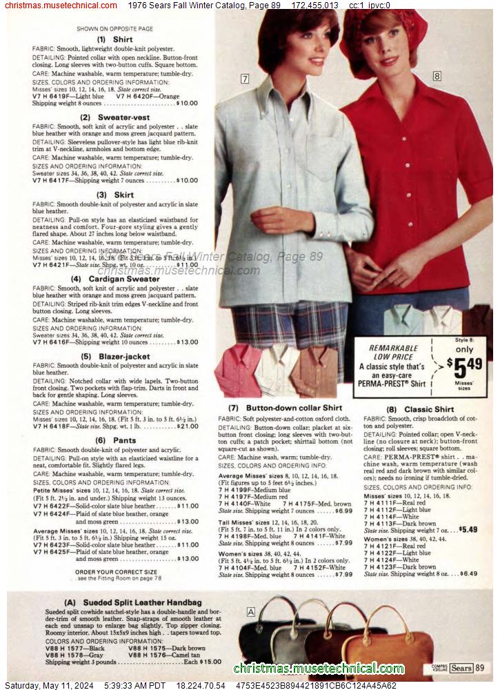 1976 Sears Fall Winter Catalog, Page 89