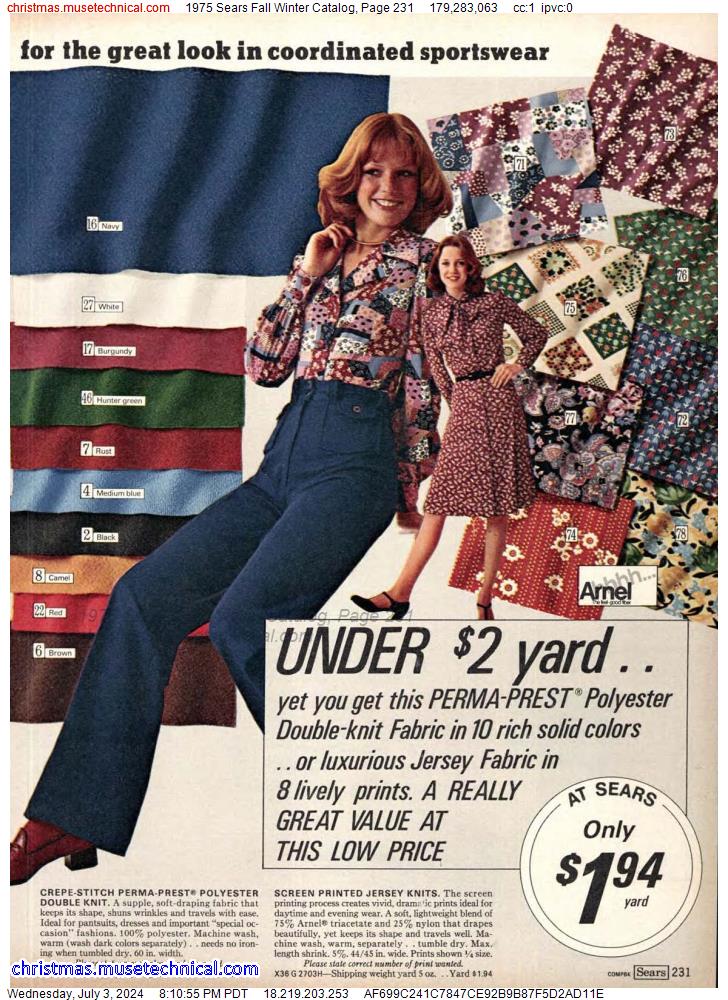1975 Sears Fall Winter Catalog, Page 231