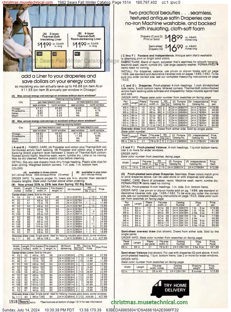 1982 Sears Fall Winter Catalog, Page 1514