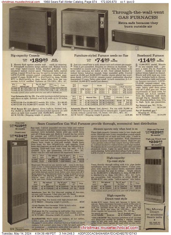 1968 Sears Fall Winter Catalog, Page 874
