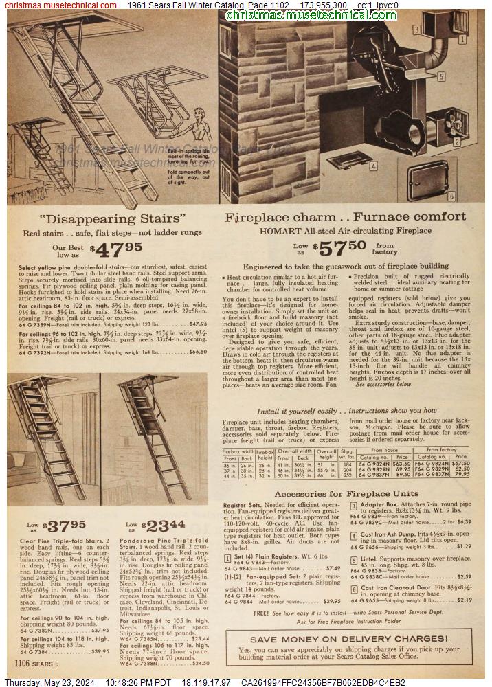 1961 Sears Fall Winter Catalog, Page 1102