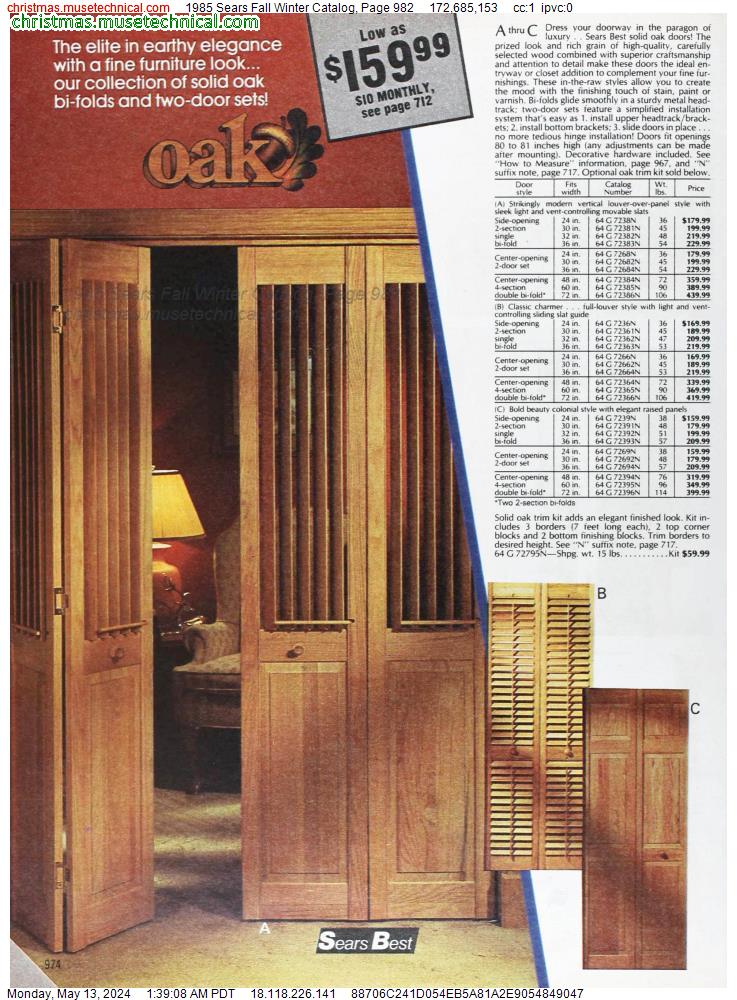1985 Sears Fall Winter Catalog, Page 982