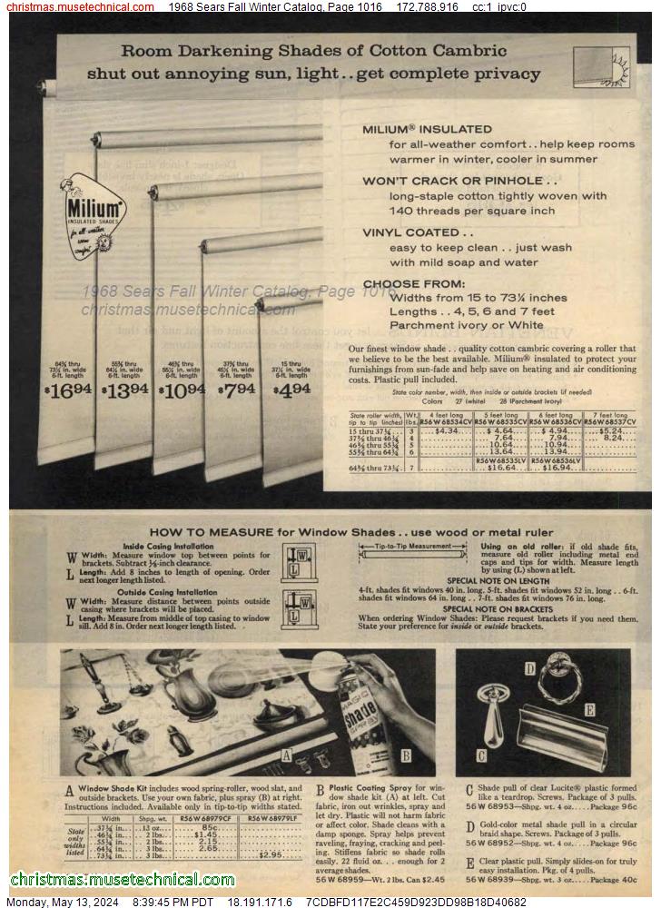 1968 Sears Fall Winter Catalog, Page 1016