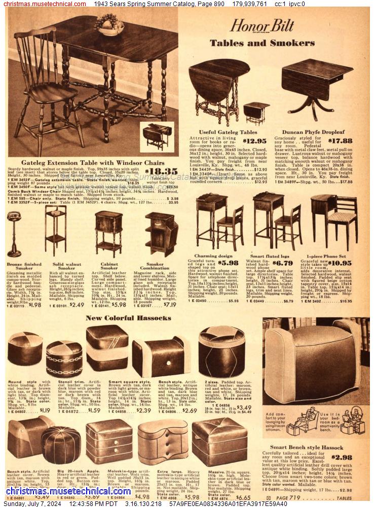 1943 Sears Spring Summer Catalog, Page 890