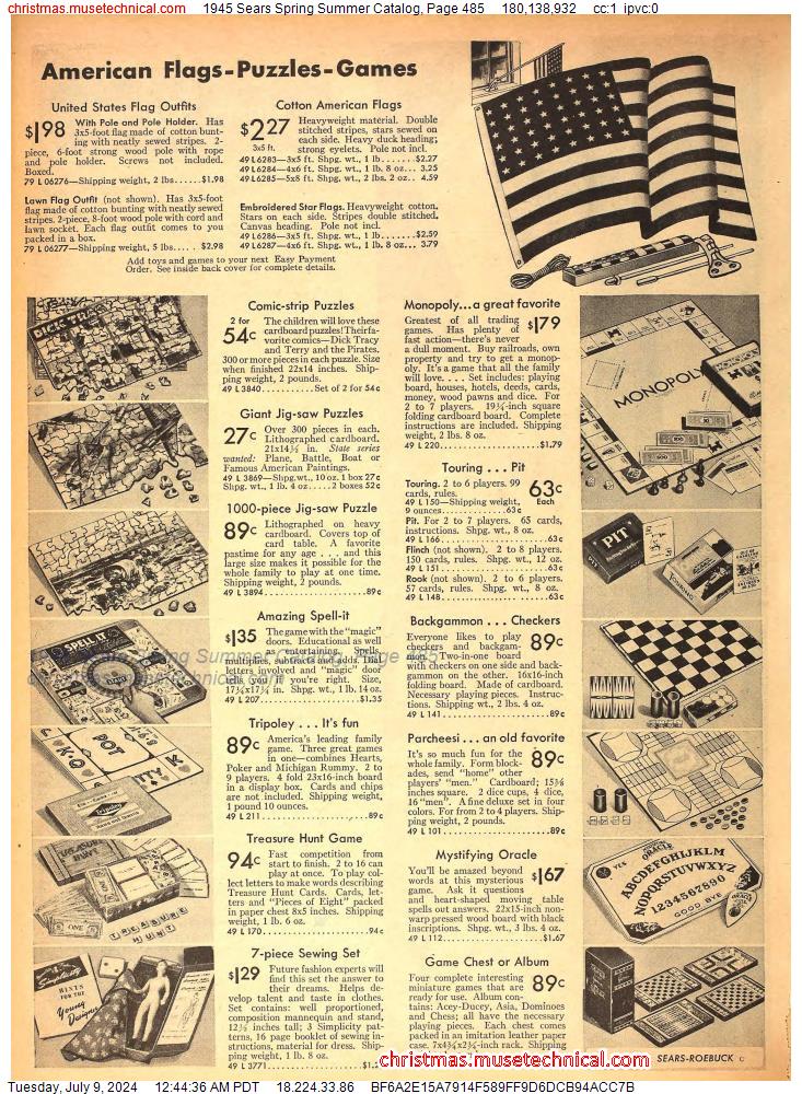 1945 Sears Spring Summer Catalog, Page 485