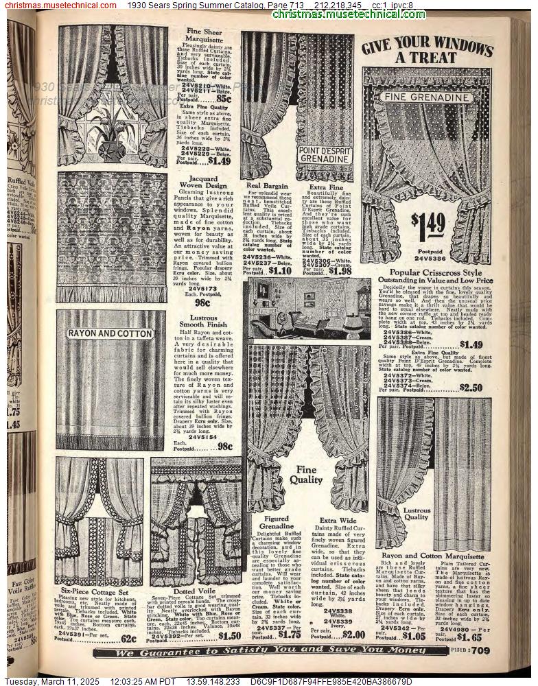 1930 Sears Spring Summer Catalog, Page 713