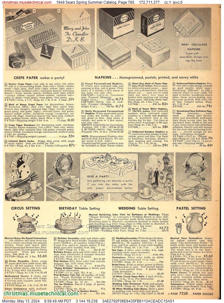 1949 Sears Spring Summer Catalog, Page 785