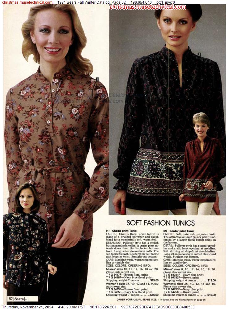 1981 Sears Fall Winter Catalog, Page 52