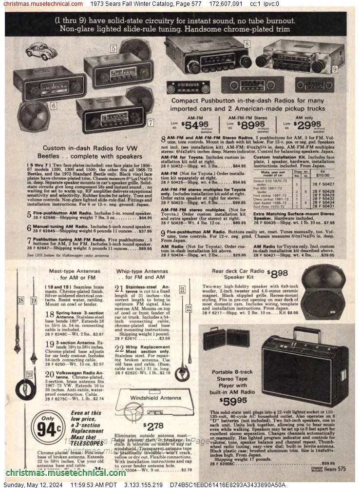 1973 Sears Fall Winter Catalog, Page 577