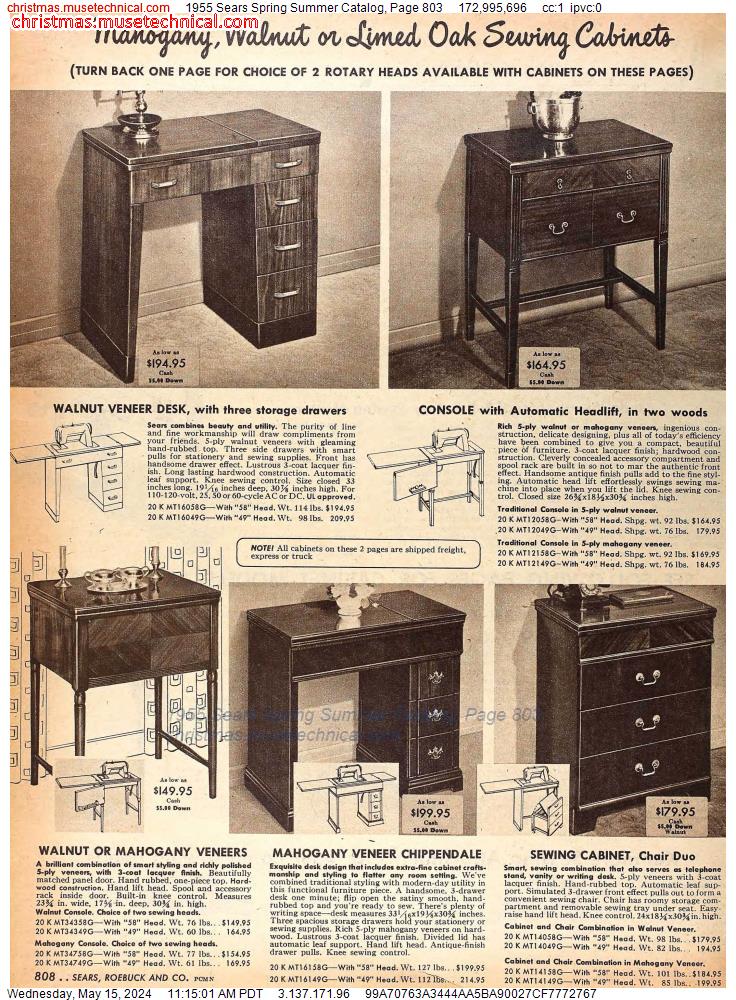 1955 Sears Spring Summer Catalog, Page 803