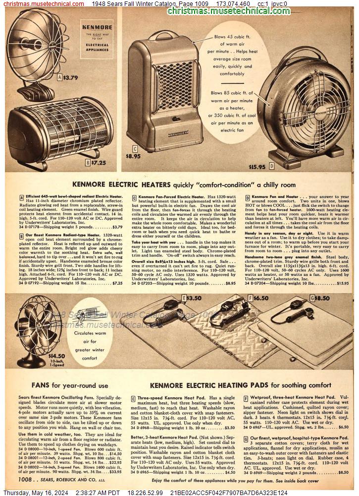 1948 Sears Fall Winter Catalog, Page 1009