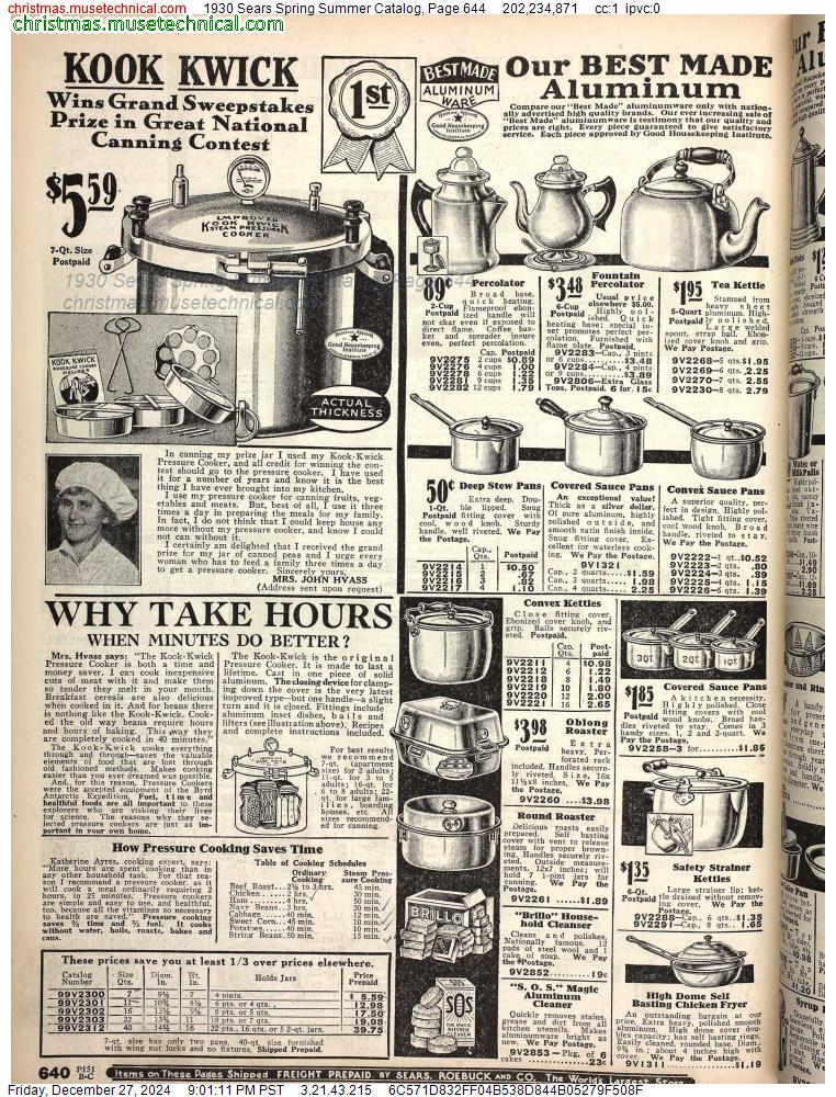 1930 Sears Spring Summer Catalog, Page 644