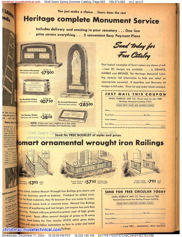 1948 Sears Spring Summer Catalog, Page 983