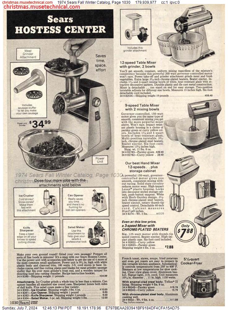 1974 Sears Fall Winter Catalog, Page 1030