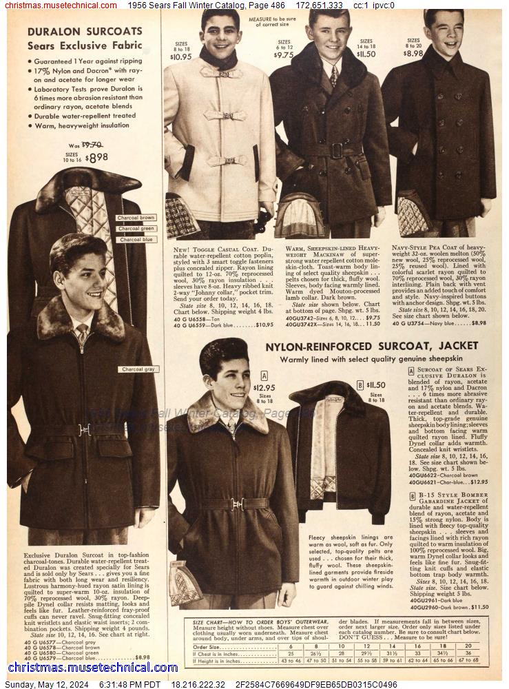 1956 Sears Fall Winter Catalog, Page 486