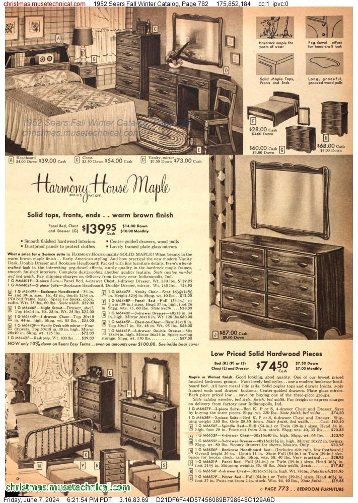 1952 Sears Fall Winter Catalog, Page 782