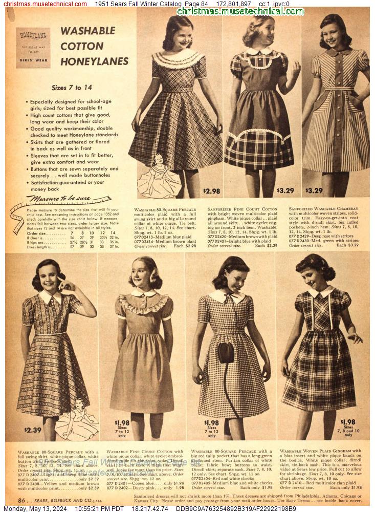 1951 Sears Fall Winter Catalog, Page 84