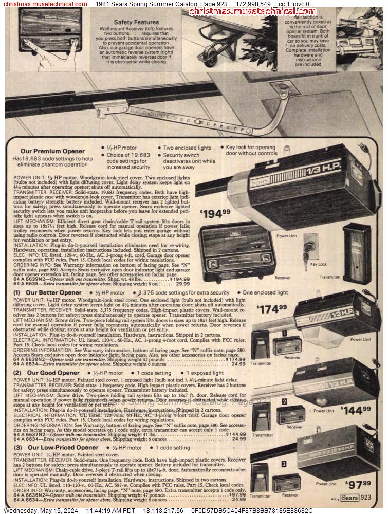 1981 Sears Spring Summer Catalog, Page 923