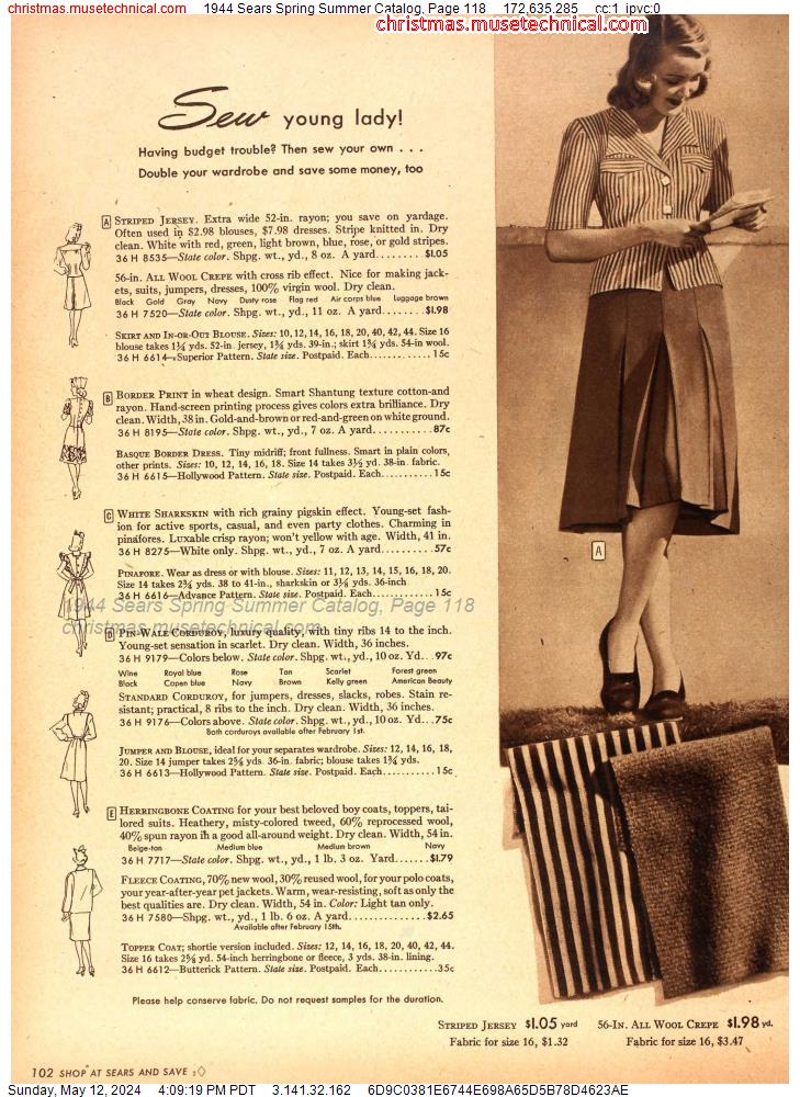 1944 Sears Spring Summer Catalog, Page 118