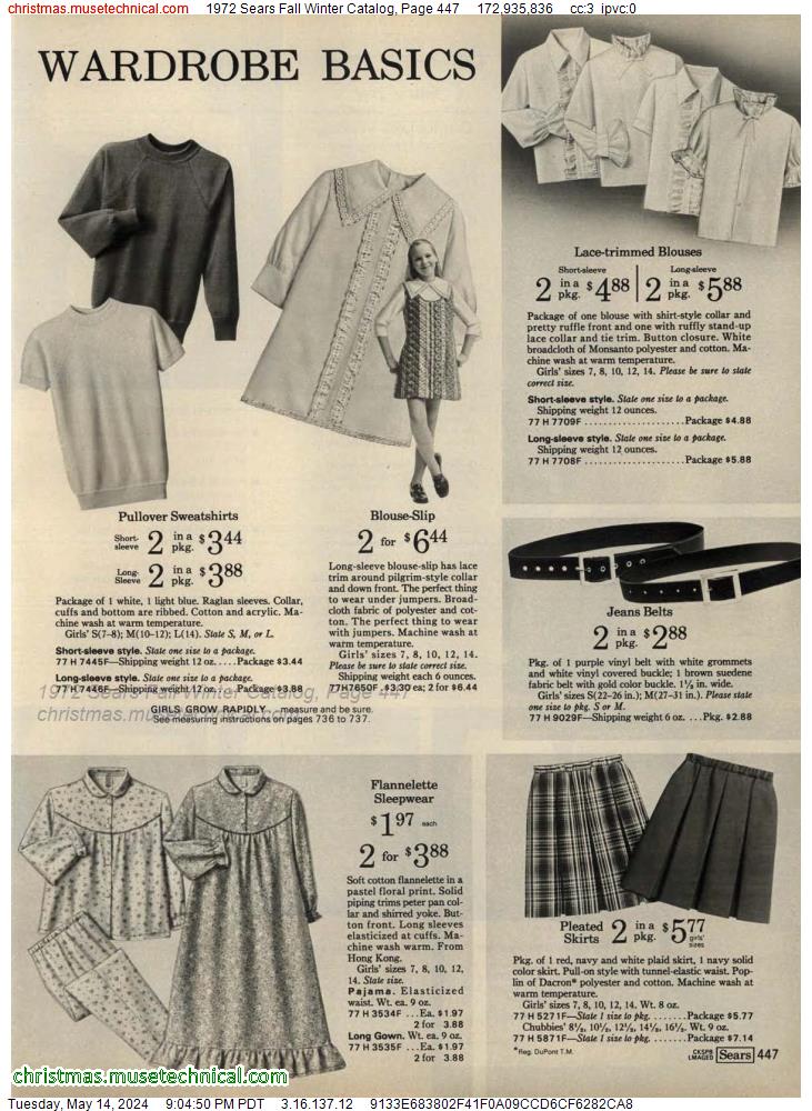 1972 Sears Fall Winter Catalog, Page 447