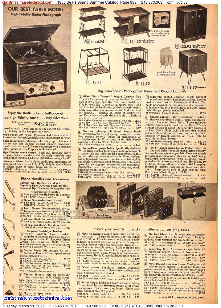 1956 Sears Spring Summer Catalog, Page 838